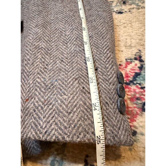 Haggar Imperial Mens Herringbone Gray Wool Blazer Sport Coat Jacket Made In USA - Picture 12 of 14